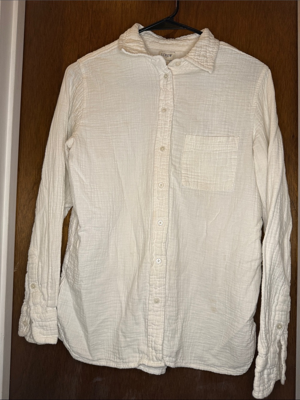 J. Crew cotton white Textured Casual Button-Down Shirt